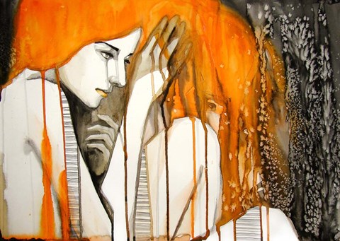 Framed Girl with Orange Hair Print