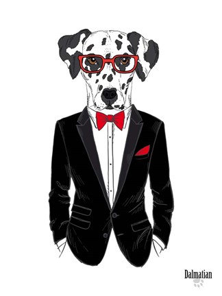 Framed Dalmatian Dog in Tuxedo Print