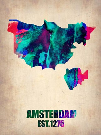 Framed Amsterdam Watercolor Map Print