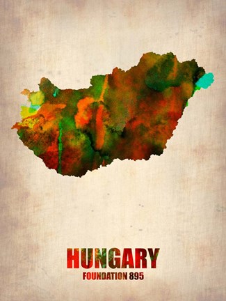 Framed Hungary Watercolor Print