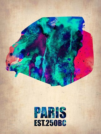 Framed Paris Watercolor Map Print