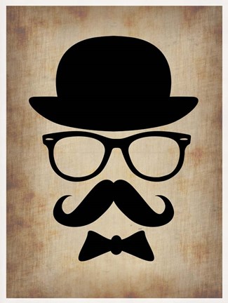 Framed Hat Glasses and Mustache 1 Print