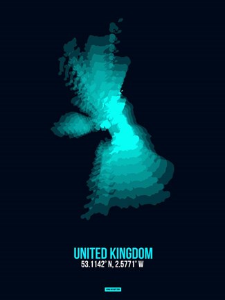Framed United Kingdom Radiant Map 2 Print