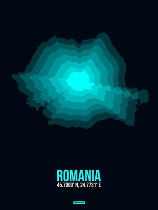 Framed Romania Radiant Map 3 Print