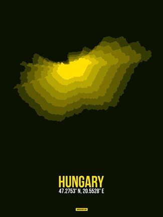 Framed Hungary Radiant Map 2 Print