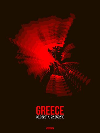 Framed Greece Radiant Map 1 Print