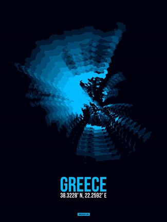 Framed Greece Radiant Map 3 Print