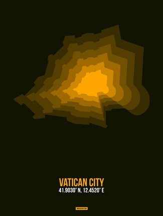 Framed Vatican City Radiant Map 2 Print