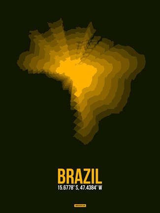 Framed Brazil Radiant Map 1 Print