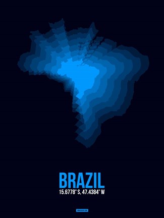 Framed Brazil Radiant Map 3 Print