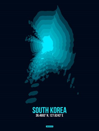 Framed South Korea Radiant Map 2 Print