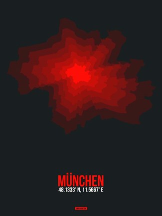 Framed Munchen Radiant Map 2 Print