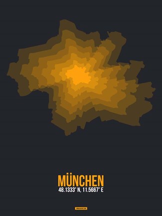 Framed Munchen Radiant Map 3 Print