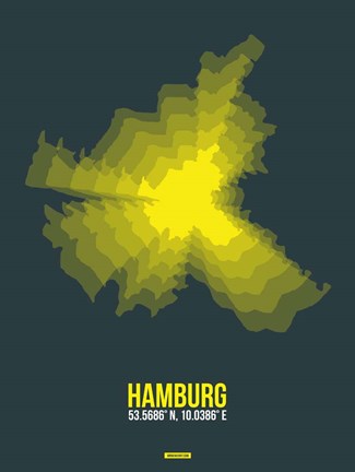 Framed Hamburg Radiant Map 3 Print