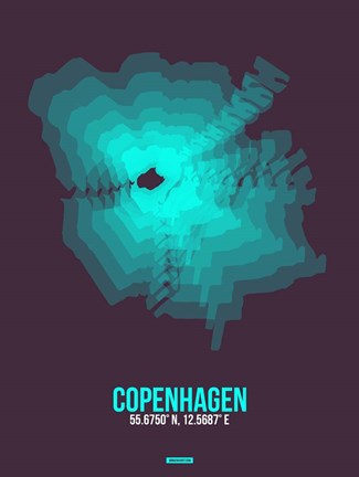 Framed Copenhagen Radiant Map 2 Print