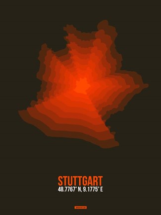 Framed Stuttgart Radiant Map 2 Print