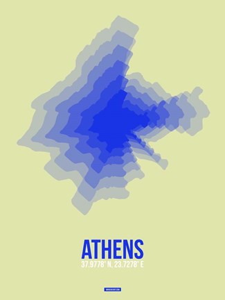 Framed Athens Radiant Map 4 Print