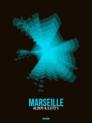 Framed Marseille Radiant Map 2 Print