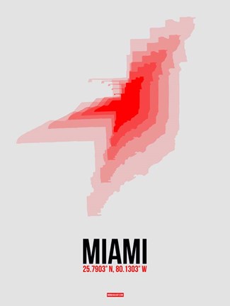 Framed Miami Radiant Map 1 Print