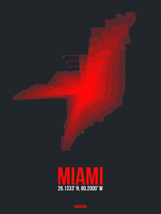 Framed Miami Radiant Map 3 Print
