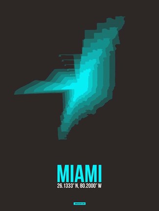 Framed Miami Radiant Map 5 Print