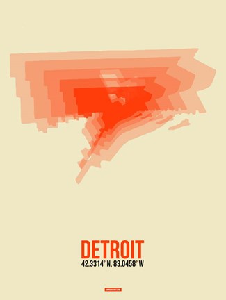 Framed Detroit Radiant Map 2 Print
