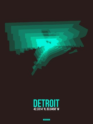 Framed Detroit Radiant Map 4 Print