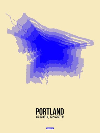 Framed Portland Radiant Map 2 Print