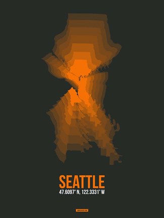 Framed Seattle Radiant Map 3 Print