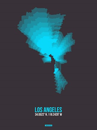 Framed Los Angeles Radiant Map 3 Print