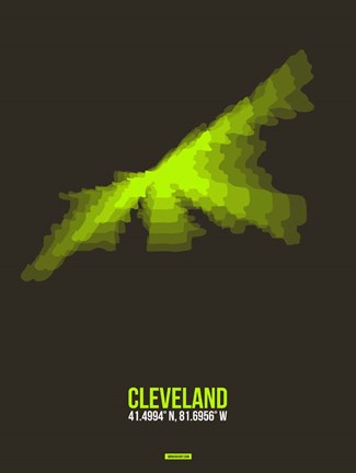Framed Cleveland Radiant Map 1 Print