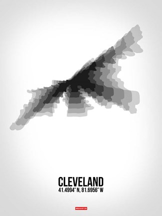 Framed Cleveland Radiant Map 4 Print