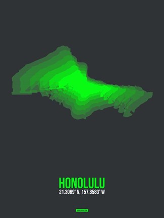 Framed Honolulu Radiant Map 1 Print