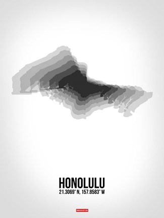 Framed Honolulu Radiant Map 6 Print