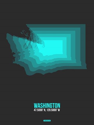 Framed Washington Radiant Map 4 Print