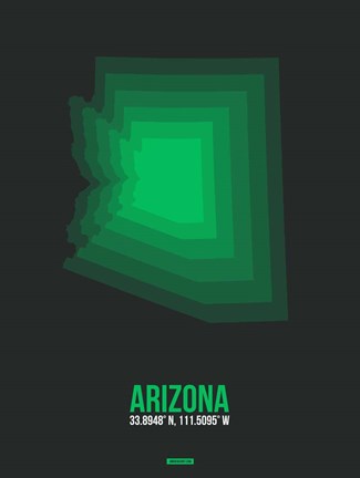 Framed Arizona Radiant Map 6A Print