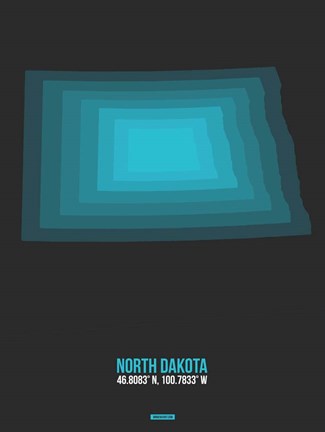 Framed North Dakota Radiant Map 4 Print