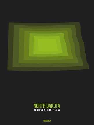 Framed North Dakota Radiant Map 5 Print