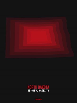 Framed North Dakota Radiant Map 6 Print
