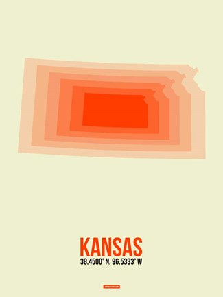 Framed Kansas Radiant Map 1 Print