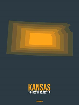 Framed Kansas Radiant Map 4 Print