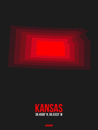 Framed Kansas Radiant Map 6 Print