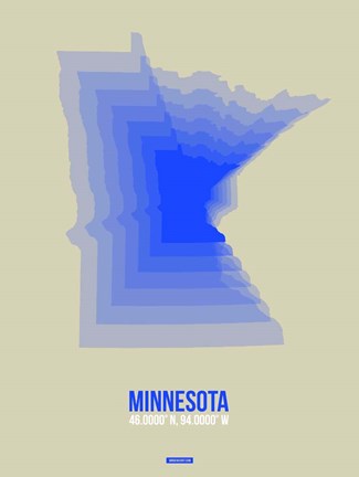 Framed Minnesota Radiant Map 3 Print