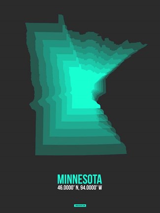 Framed Minnesota Radiant Map 4 Print