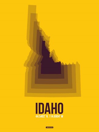 Framed Idaho Radiant Map 3 Print