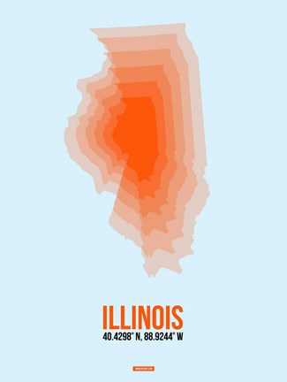 Framed Illinois Radiant Map 2 Print