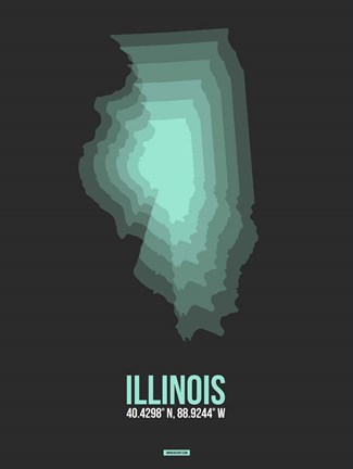 Framed Illinois Radiant Map 4 Print