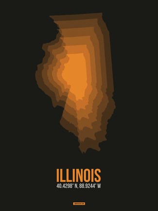 Framed Illinois Radiant Map 5 Print