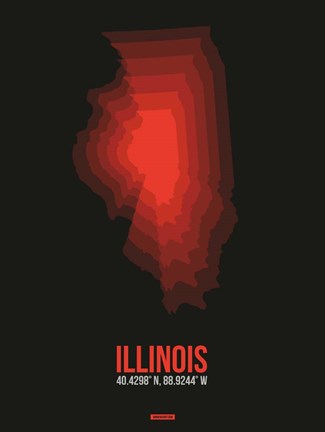 Framed Illinois Radiant Map 6 Print