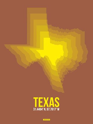 Framed Texas Radiant Map 2 Print